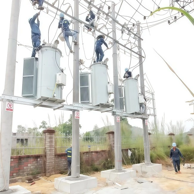 overhead pole-mounted single-phase transformer install overhead pole-mounted single-phase transformer install